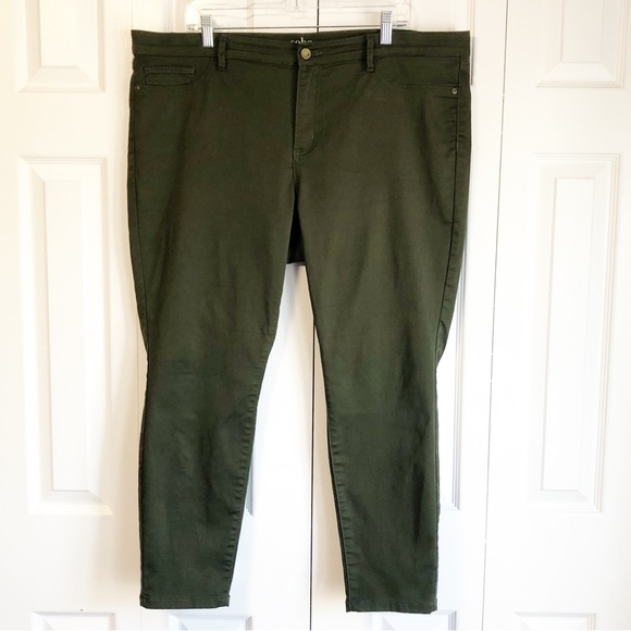 New York & Co. Soho Olive Green Crosby Slim Leg Ankle Jeans - Picture 1 of 14